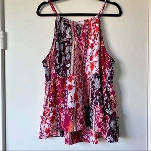 NWT Charming Charlie Red Orange Floral Tank Top
